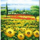Flower Field Landscape Oil Painting Italian Tuscany Landscape SunFlower Field Landscape-008 High