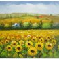 Flower Field Landscape Oil Painting Italian Tuscany Landscape SunFlower Field Landscape-009 High