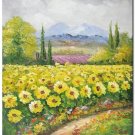 Flower Field Landscape Oil Painting Italian Tuscany Landscape SunFlower Field Landscape-011 High