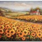 Flower Field Landscape Oil Painting Italian Tuscany Landscape SunFlower Field Landscape-014 High