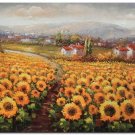 Flower Field Landscape Oil Painting Italian Tuscany Landscape SunFlower Field Landscape-015 High