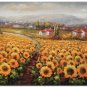 Flower Field Landscape Oil Painting Italian Tuscany Landscape SunFlower Field Landscape-015 High