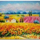 Flower Field Landscape Oil Painting Italian Tuscany Landscape SunFlower Field Landscape-016 High