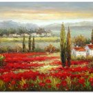 Flower Field Landscape Oil Painting Italy Tuscany France Provence Vineyard Wine Art Oil 24 High