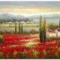 Flower Field Landscape Oil Painting Italy Tuscany France Provence Vineyard Wine Art Oil 24 High