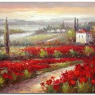 Flower Field Landscape Oil Painting Italy Tuscany France Provence Vineyard Wine Art Oil 25 High