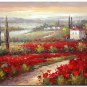Flower Field Landscape Oil Painting Italy Tuscany France Provence Vineyard Wine Art Oil 25 High