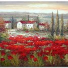 Flower Field Landscape Oil Painting Italy Tuscany France Provence Vineyard Wine Art Oil 26 High