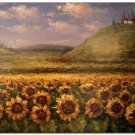 Flower Field Landscape Oil Painting Tuscan Sunflower Hill Home Flower High Quality Handmade Fine
