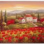 100% Handmade Flower Field Landscape Oil Painting Tuscany Art Italian Italy Vineyard Wine Oil