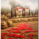 Flower Field Landscape Oil Painting Tuscany Art Italian Italy Vineyard Wine Oil Painting 46 High
