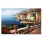 French Resort Beach Cove Coast Ocean Impressionist Landscape Oil Painting Canvas Art High