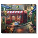 French Sidewalk Restaurant Bar Cafe Impressionist Landscape Oil Painting Canvas Art High Quality