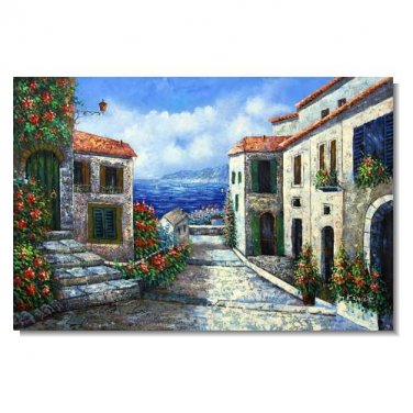 Garden by Mediterranean Sea 3 Impressionist Landscape Oil Painting Canvas Art High Quality Home