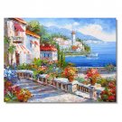 100% Handmade Garden by Mediterranean Sea 5 Impressionist Landscape Oil Painting Canvas Art High