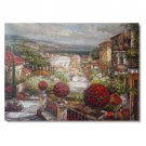 Garden Flowers in Italian Mediterranean Impressionist Landscape Oil Painting Canvas Art High