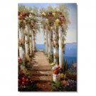 Greek Island Ocean Flower Floral Impressionist Landscape Oil Painting Canvas Art High Quality