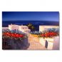 100% Hand-Paint Greek Isle Mediterranean Resort Home Impressionist Landscape Oil Painting Canvas
