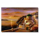Greek Isle Santorini Church Sunset Impressionist Landscape Oil Painting Canvas Art High Quality