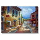 Greek Mediterranean Old Street Impressionist Landscape Oil Painting Canvas Art High Quality Home