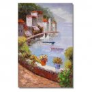 Greek Mediterranean Seascape Impressionist Landscape Oil Painting Canvas Art High Quality Home &