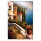 Italian Coast Resort Sea Beach Impressionist Landscape Oil Painting Canvas Art High Quality Home