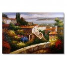 Italian Harbor Beach Coast Flowers 2 Impressionist Landscape Oil Painting Canvas Art High