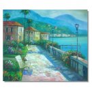 Italian Mediterranean by Sea Impressionist Landscape Oil Painting Canvas Art High Quality Home &