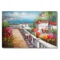 Italian Mediterranean Garden Flowers Impressionist Landscape Oil Painting Canvas Art High