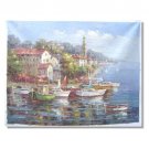 Italian Mediterranean Habor Ships Impressionist Landscape Oil Painting Canvas Art High Quality