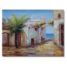 Italian Mediterranean Old Garden.JPG Impressionist Landscape Oil Painting Canvas Art High