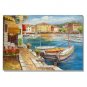 Italian Mediterranean Port Boats Impressionist Landscape Oil Painting Canvas Art High Quality