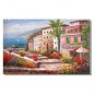 Italian Mediterranean Seascape Garden Flowers Impressionist Landscape Oil Painting Canvas Art