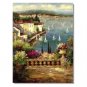 100% Hand-Paint Italian Mediterranean Seascape Old Town Beach-002 Impressionist Landscape Oil
