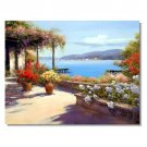 Italian Mediterranean Seascape Old Town Beach-019 Impressionist Landscape Oil Painting Canvas