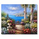 Italian Mediterranean Seascape Old Town Beach-024 Impressionist Landscape Oil Painting Canvas