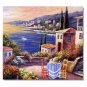 Italian Mediterranean Seascape Old Town Beach-032 Impressionist Landscape Oil Painting Canvas