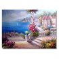 100% Hand-Paint Italian Mediterranean Seascape Old Town Beach-034 Impressionist Landscape Oil