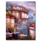 100% Hand-Paint Italian Mediterranean Seascape Old Town Beach-037 Impressionist Landscape Oil