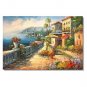 Italian Mediterranean Seascape Old Town Beach-041 Impressionist Landscape Oil Painting Canvas