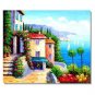 Italian Mediterranean Seascape Old Town Beach-043 Impressionist Landscape Oil Painting Canvas