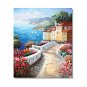 100% Handmade Italian Mediterranean Seascape Old Town Beach-045 Impressionist Landscape Oil