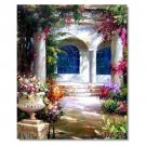 100% Hand-Paint Italian Mediterranean Seascape Old Town Beach-050 Impressionist Landscape Oil
