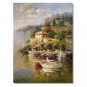 Italian Mediterranean Seascape Old Town Beach-051 Impressionist Landscape Oil Painting Canvas