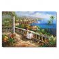 Italian Mediterranean Seascape Old Town Beach-054 Impressionist Landscape Oil Painting Canvas