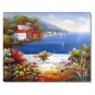 Italian Mediterranean Seascape Old Town Beach-060 Impressionist Landscape Oil Painting Canvas