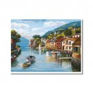 Italian Mediterranean Seascape Old Town Beach-067 Impressionist Landscape Oil Painting Canvas