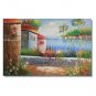 100% Handmade Italian Mediterranean Seascape Old Town Beach-068 Impressionist Landscape Oil