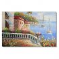 100% Hand-Paint Italian Mediterranean Seascape Old Town Beach-071 Impressionist Landscape Oil