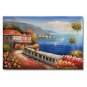 Italian Mediterranean Seascape Old Town Beach-073 Impressionist Landscape Oil Painting Canvas